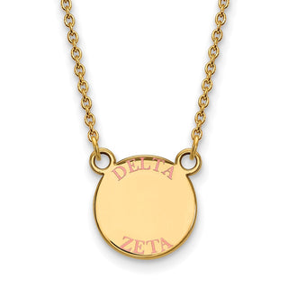 Sterling Silver Gold-plated LogoArt Delta Zeta Sorority Text Small Color Enamel Pendant 18 inch Necklace GP014DZ-18