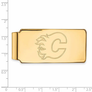 Sterling Silver Gold-plated NHL LogoArt Calgary Flames Money Clip