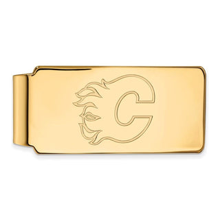 Sterling Silver Gold-plated NHL LogoArt Calgary Flames Money Clip