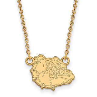 Sterling Silver Gold-plated LogoArt Gonzaga University Bulldog Small Pendant 18 inch Necklace