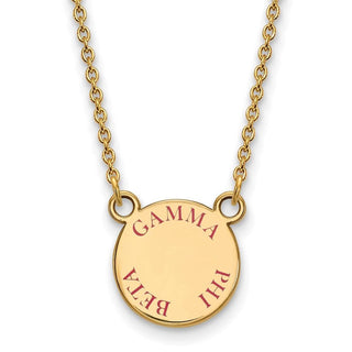 Sterling Silver Gold-plated LogoArt Gamma Phi Beta Sorority Text Small Color Enamel Pendant 18 inch Necklace GP014GPB-18