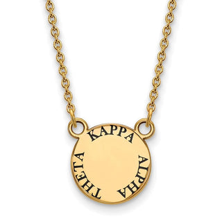 Sterling Silver Gold-plated LogoArt Kappa Alpha Theta Sorority Text Small Color Enamel Pendant 18 inch Necklace GP014KAT-18