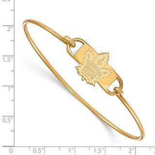 Sterling Silver Gold-plated NHL LogoArt Toronto Maple Leafs Small Center 7 inch Wire Bangle Bracelet