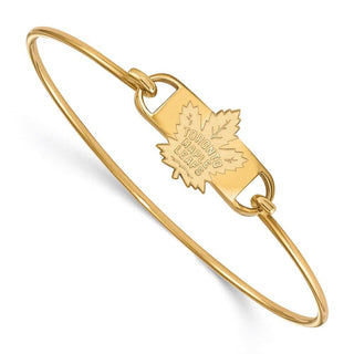 Sterling Silver Gold-plated NHL LogoArt Toronto Maple Leafs Small Center 7 inch Wire Bangle Bracelet