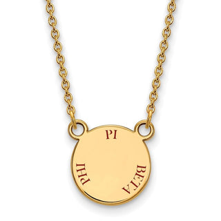 Sterling Silver Gold-plated LogoArt Pi Beta Phi Sorority Text Small Color Enamel Pendant 18 inch Necklace GP014PBP-18