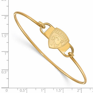 Sterling Silver Gold-plated NHL LogoArt Florida Panthers Small Center 7 inch Wire Bangle Bracelet