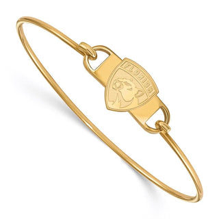 Sterling Silver Gold-plated NHL LogoArt Florida Panthers Small Center 7 inch Wire Bangle Bracelet