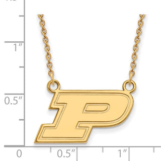 Sterling Silver Gold-plated LogoArt Purdue University Letter P Small Pendant 18 inch Necklace