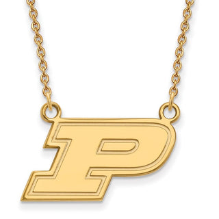 14k Gold LogoArt Purdue University Letter P Small Pendant 18 inch Necklace