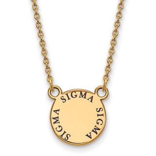 Sterling Silver Gold-plated LogoArt Sigma Sigma Sigma Sorority Text Small Color Enamel Pendant 18 inch Necklace GP014SSS-18