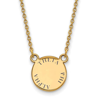 Sterling Silver Gold-plated LogoArt Theta Phi Alpha Sorority Text Small Color Enamel Pendant 18 inch Necklace GP014TPA-18