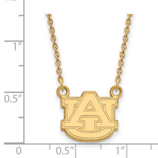 14k Gold LogoArt Auburn University Small Pendant 18 inch Necklace