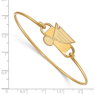 Sterling Silver Gold-plated NHL LogoArt St. Louis Blues Small Center 7 inch Wire Bangle Bracelet