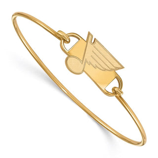 Sterling Silver Gold-plated NHL LogoArt St. Louis Blues Small Center 7 inch Wire Bangle Bracelet