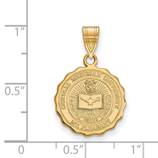 Sterling Silver Gold-plated LogoArt Central Michigan University Medium Crest Pendant