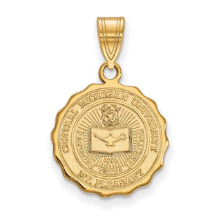 Sterling Silver Gold-plated LogoArt Central Michigan University Medium Crest Pendant