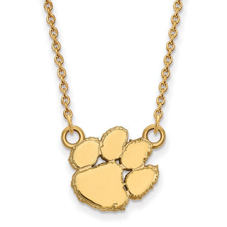 14k Gold LogoArt Clemson University Tiger Paw Small Pendant 18 inch Necklace