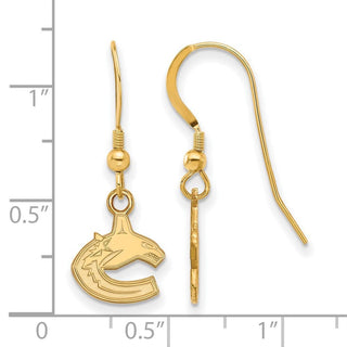 Sterling Silver Gold-plated NHL LogoArt Vancouver Canucks Extra Small Dangle Wire Earrings