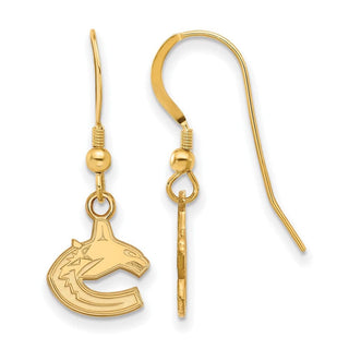 Sterling Silver Gold-plated NHL LogoArt Vancouver Canucks Extra Small Dangle Wire Earrings