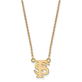 10k Gold LogoArt Florida State University F-S Small Pendant 18 inch Necklace