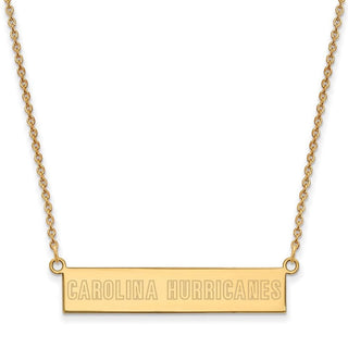 Sterling Silver Gold-plated NHL LogoArt Carolina Hurricanes Small Bar 18 inch Necklace