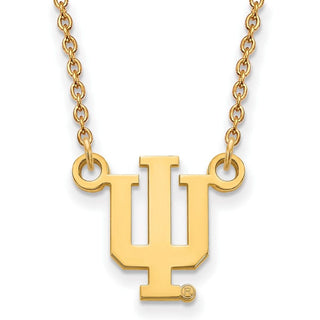 10k Gold LogoArt Indiana University I-U Small Pendant 18 inch Necklace