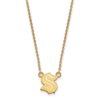 Sterling Silver Gold-plated NHL LogoArt Seattle Kraken Pendant Necklace