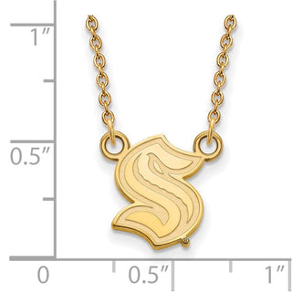 Sterling Silver Gold-plated NHL LogoArt Seattle Kraken Pendant Necklace