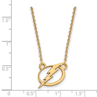 Sterling Silver Gold-plated NHL LogoArt Tampa Bay Lightning Small Pendant 18 inch Necklace