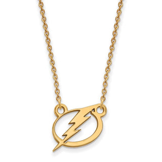 14k Gold NHL LogoArt Tampa Bay Lightning Small Pendant 18 inch Necklace