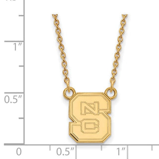 14k Gold LogoArt North Carolina State University N-C-S Small Pendant 18 inch Necklace