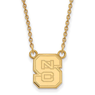 14k Gold LogoArt North Carolina State University N-C-S Small Pendant 18 inch Necklace