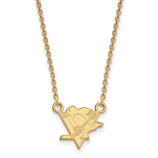 10k Gold NHL LogoArt Pittsburgh Penguins Small Pendant 18 inch Necklace