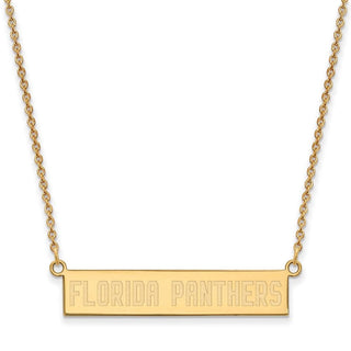 Sterling Silver Gold-plated NHL LogoArt Florida Panthers Small Bar 18 inch Necklace
