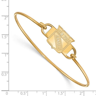 Sterling Silver Gold-plated NHL LogoArt New York Rangers Small Center 7 inch Wire Bangle Bracelet