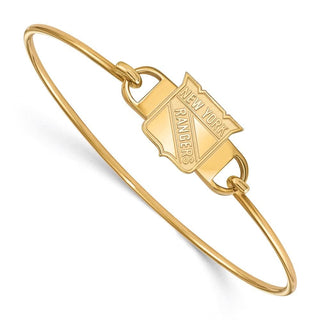 Sterling Silver Gold-plated NHL LogoArt New York Rangers Small Center 7 inch Wire Bangle Bracelet