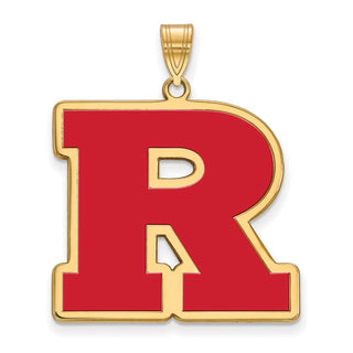 Sterling Silver Gold-plated LogoArt Rutgers University Letter R Extra Large Enameled Pendant