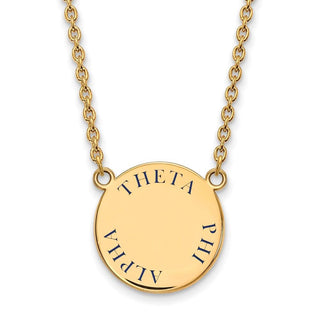 Sterling Silver Gold-plated LogoArt Theta Phi Alpha Sorority Text Large Color Enamel Pendant 18 inch Necklace GP015TPA-18
