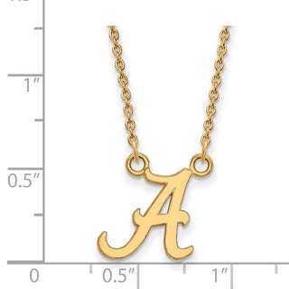 14k Gold LogoArt University of Alabama Letter A Small Pendant 18 inch Necklace