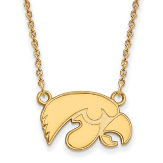 14k Gold LogoArt University of Iowa Hawk Small Pendant 18 inch Necklace