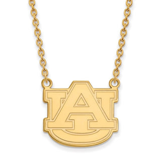 10k Gold LogoArt Auburn University Large Pendant 18 inch Necklace