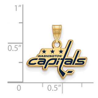 Sterling Silver Gold-plated NHL LogoArt Washington Capitals Small Enameled Pendant