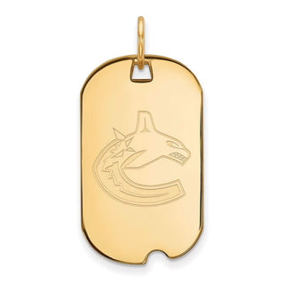 Sterling Silver Gold-plated NHL LogoArt Vancouver Canucks Small Dog Tag Pendant