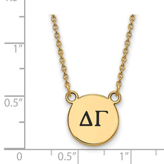 Sterling Silver Gold-plated LogoArt Delta Gamma Sorority Greek Letters Small Black Enamel Pendant 18 inch Necklace