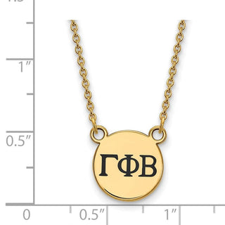 Sterling Silver Gold-plated LogoArt Gamma Phi Beta Sorority Greek Letters Small Black Enamel Pendant 18 inch Necklace