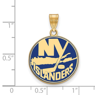 Sterling Silver Gold-plated NHL LogoArt New York Islanders Large Enameled Pendant