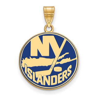 Sterling Silver Gold-plated NHL LogoArt New York Islanders Large Enameled Pendant
