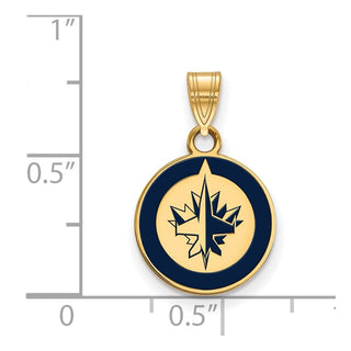 Sterling Silver Gold-plated NHL LogoArt Winnipeg Jets Small Enameled Pendant
