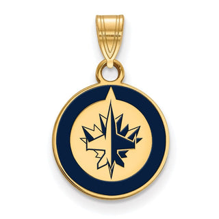 Sterling Silver Gold-plated NHL LogoArt Winnipeg Jets Small Enameled Pendant