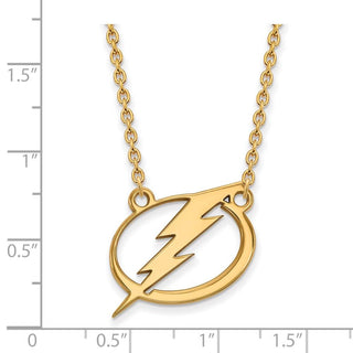 Sterling Silver Gold-plated NHL LogoArt Tampa Bay Lightning Large Pendant 18 inch Necklace